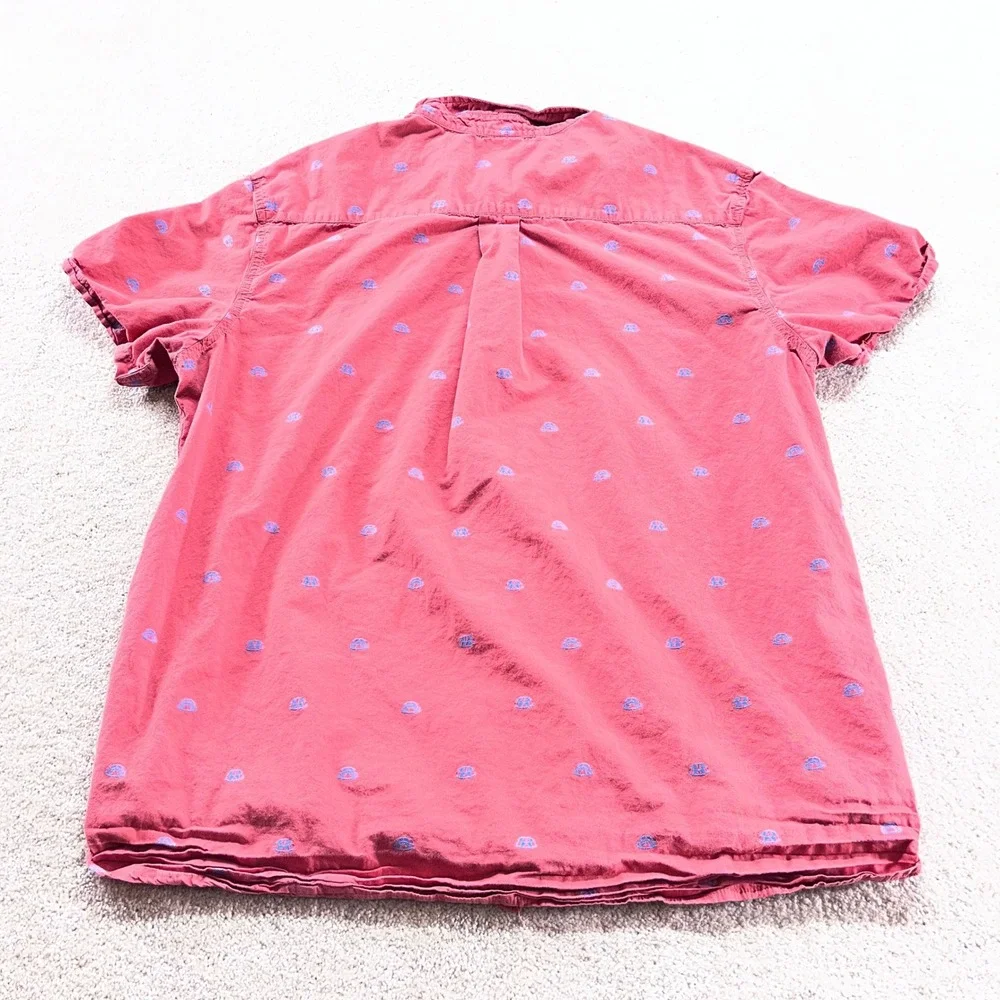 The North Face Shirt Mens XL Red Blue Dome‎ Print Short Sleeve Cotton Button Up